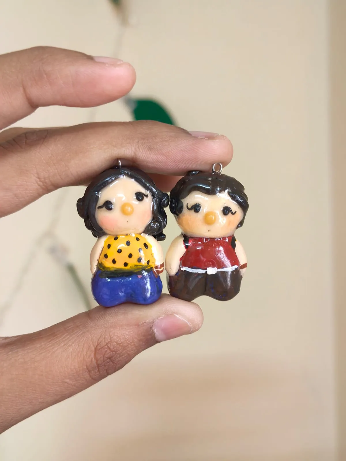 Handmade Clay Couple Figurine Charm | Cute Miniature Couple Keychain Charm | Handmade Couple Gift | Anniversary Gift 3