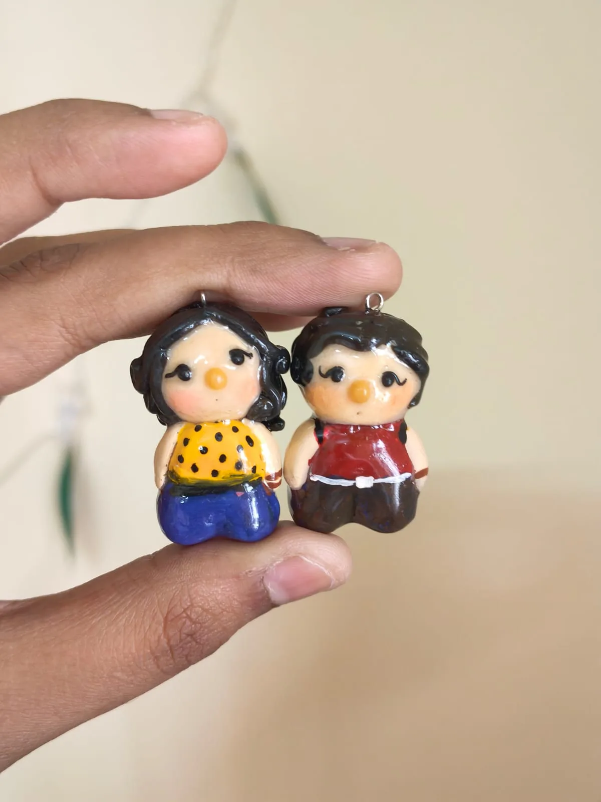 Handmade Clay Couple Figurine Charm | Cute Miniature Couple Keychain Charm | Handmade Couple Gift | Anniversary Gift 2