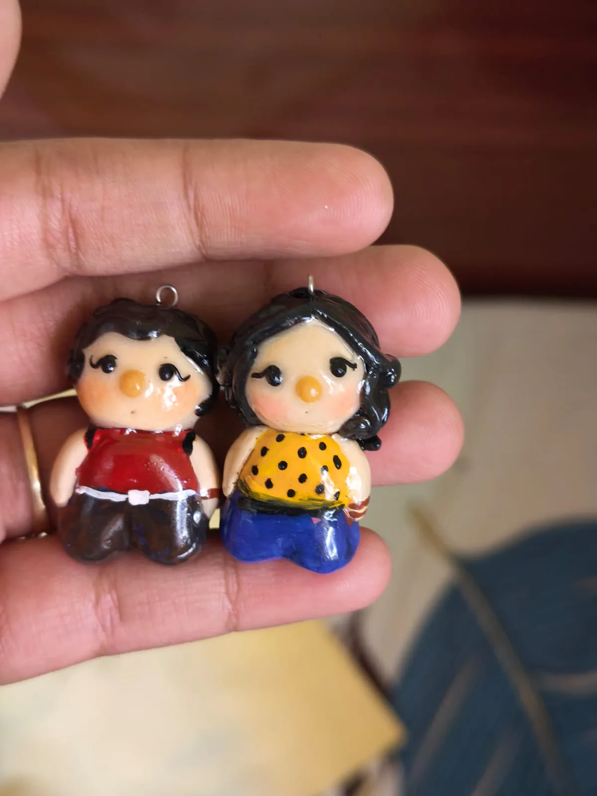 Handmade Clay Couple Figurine Charm | Cute Miniature Couple Keychain Charm | Handmade Couple Gift | Anniversary Gift 4