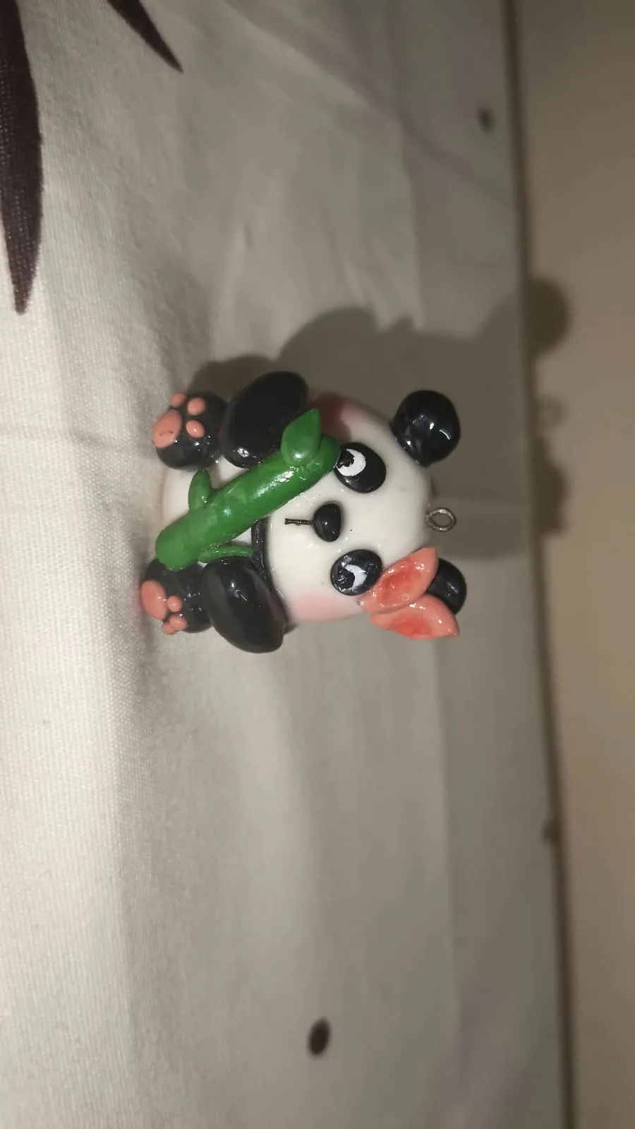 Handmade Panda Clay Charm, Cute Panda Keychain, Bamboo Bear Bag Charm, Miniature Animal Gift 2
